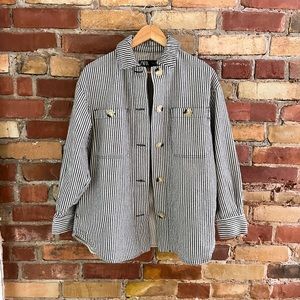 Zara Striped Cotton Overshirt/Shacket